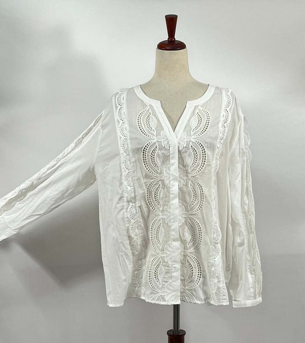 JOHNNY WAS Jade Sz 1x White Makaylin Button Up Blouse Shirt Top NWT